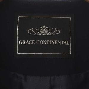 GRACE CONTINENTAL 18AW ノーカラーダブルクロスコート スプリングコート ロング ビジュー装飾 36 ダークネイビー