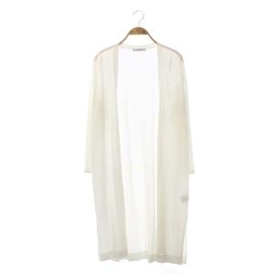 ロングカーディガン ニット 長袖 38 白 ホワイト