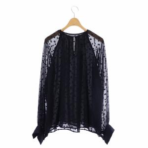 ANAYI 20SS ドット柄シースルーブラウス 長袖 38 黒 ブラック