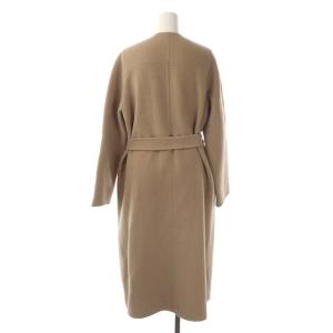 ANAYI ノーカラーコート ロング クルーネック ウール 38 ベージュ