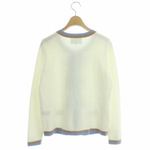 Chesty × チャイ chay 19AW リボン配色カーディガン ニット 長袖 クルーネック ウール混 F アイボリー ライトブルー