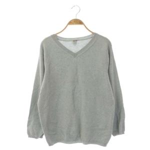 ウールVネックニット セーター 長袖 プルオーバー F ブルーグレー