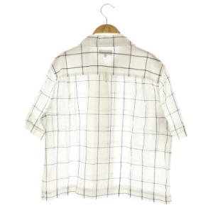 MARGARET HOWELL 22SS WINDOWPANE CHECK COTTON LINEN 半袖シャツ リネン混 格子柄 2 白 黒 ホワイト ブラック