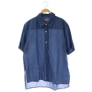 22SS WASHED COTTON 半袖シャツ ステンカラー プルオーバー コットン 2 青 ブルー