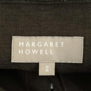 MARGARET HOWELL SHIRTING LINEN バンドカラーシャツ 七分袖 ショート リネン 2 茶色 ブラウン
