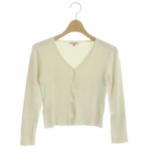19SS V NECK SILK RIB カーディガン リブニット 絹 シルク ショート丈 長袖 XS オフホワイト