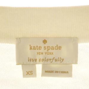 kate spade new york ニット カーディガン 七分袖 ビジューボタン クルーネック XS オフホワイト