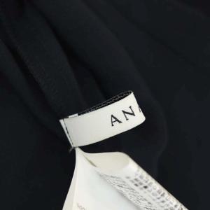ANAYI 22SS ブラウス シャツ レーヨンシルク 長袖 ビッグカラー レース 38 紺 ネイビー