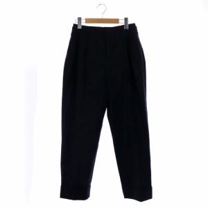 トラウザーズパンツ テーパード タック コットン 3 ブラック 黒