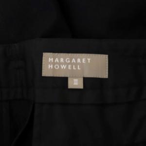 MARGARET HOWELL トラウザーズパンツ テーパード タック コットン 3 ブラック 黒