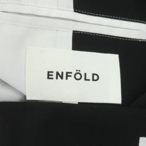 ENFOLD ノーカラースプリングコート ロング 背抜き Vネック ウール 38 黒 ブラック