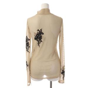 Ameri VINTAGE 22AW UNDFUREMBROIDERYSKINTOP カットソー ハイネック 刺繍 シアー F