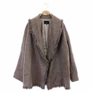19AW ヘリンボーンツイードコート アウター フリンジ 38 ブラウン 茶色