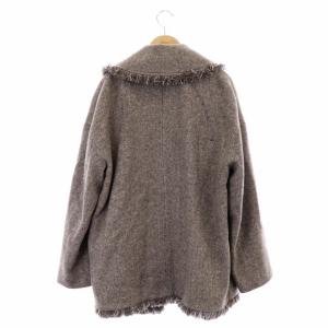 23区 19AW ヘリンボーンツイードコート アウター フリンジ 38 ブラウン 茶色