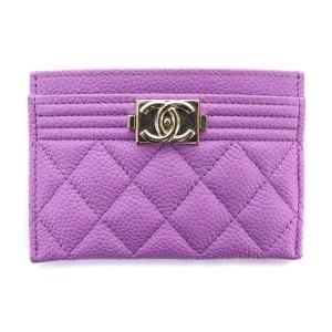 ボーイシャネル キャビアスキン カードホルダー カードケース パープル A84431