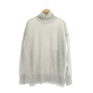 PURE CASHMERE カシミヤ タートル ニット セーター プルオーバー スリット 長袖 F ライトグレー
