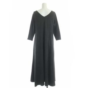 23区 フレアニットワンピース ロング 七分袖 38 チャコールグレー