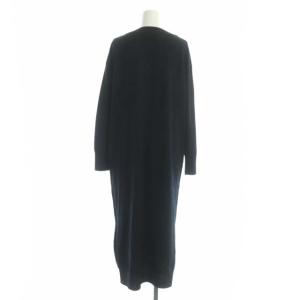 23区 サスティナブルウール ニットワンピース ロング スリット 長袖 38 黒 ブラック