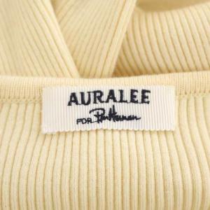 AURALEE FOR Ron Herman ギザボートネックリブニット カットソー 長袖 プルオーバー 0 イエローベージュ A8SB01RH