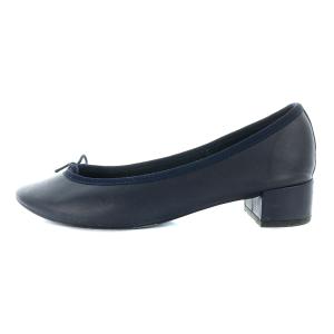 Repetto バレエシューズ パンプス リボン レザー 38 24.7cm 紺 ネイビー