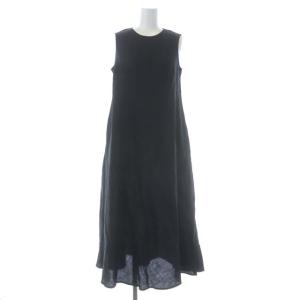 ワンピース ロング ノースリーブ リネン 36 黒 ブラック