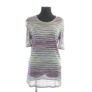 MISSONI アンサンブル マルチボーダー カーディガン カットソー 長袖 ミドル丈 半袖 01 マルチカラー