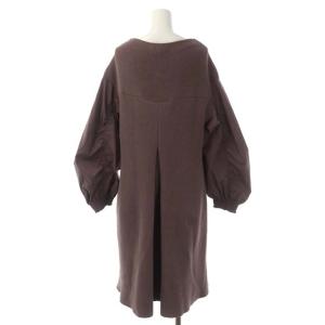 EPOCA ギャザースリーブ ニット ワンピース ボートネック 長袖 ロング フレア 40 スモークパープル