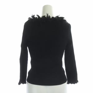 EPOCA フラワー アンサンブル リブニット カーディガン 七分袖 カットソー ノースリーブ 40 黒 ブラック