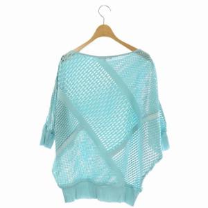 EPOCA ドルマン メッシュ トップス カットソー 五分袖 40 ライトブルー