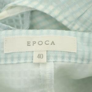 EPOCA チェック シャツ フレア ワンピース ひざ丈 半袖 40 水色 ライトブルー
