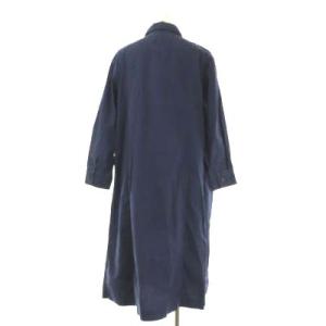 MHL. ステンカラーデニムシャツワンピース ロング ミモレ 長袖 1 紺 ネイビー