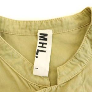 MHL. シャツワンピース 五分袖 ダブル ロング ミモレ コットン イエロー グリーン