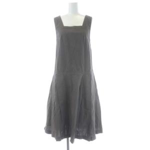 ノースリーブタックワンピース スクエアネック ひざ丈 0 グレー