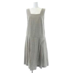 ノースリーブタックワンピース スクエアネック ひざ丈 2 グレー
