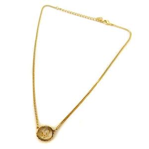 Christian Dior ネックレス イヤリング クリップ式 ロゴ ラインストーン ゴールド色