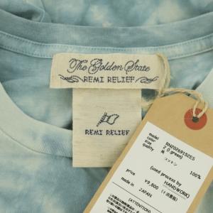 REMI RELIEF ダイタイ柄プリント半袖Tシャツ カットソー M ブルーグレー
