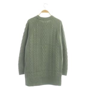 Diagram GRACE CONTINENTAL 21AW ラグランケーブルニット セーター チュニック丈 プルオーバー ウール 長袖 36 ライトグリーン