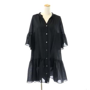 Grace Class 22SS シアーティアードチュニックワンピース ひざ丈 七分袖 36 黒 ブラック