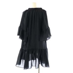 Grace Class 22SS シアーティアードチュニックワンピース ひざ丈 七分袖 36 黒 ブラック