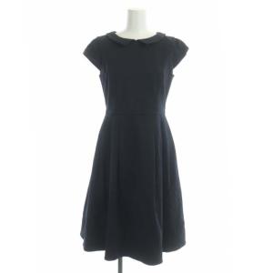 TOCCA 2点セット ワンピース フレンチスリーブ タック フレア ミモレ ロング ノーカラージャケット 0 紺 ネイビー