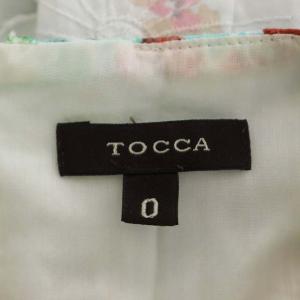 TOCCA ワンピース 花柄 フレンチスリーブ ひざ丈 フレア ギャザー 0 白 マルチカラー
