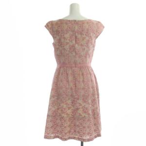 TOCCA ワンピース 刺繍 ひざ丈 フレンチスリーブ 2 ピンク ベージュ