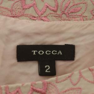 TOCCA ワンピース 刺繍 ひざ丈 フレンチスリーブ 2 ピンク ベージュ