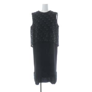 ハート HaaT ノースリーブ裾ファーワンピース ひざ丈 2 黒 ブラック