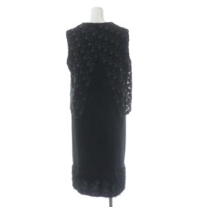ISSEY MIYAKE ハート HaaT ノースリーブ裾ファーワンピース ひざ丈 2 黒 ブラック