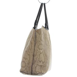 FURLA トートバッグ ハンドバッグ ロゴ パイソン 型押し べージュ 茶色 ブラウン