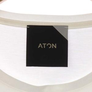 ATON ラウンドへム Tシャツ カットソー プルオーバー 半袖 02 白 ホワイト