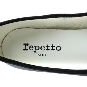Repetto バレエシューズ パンプス レザー リボン 38 24.7cm 黒 ブラック