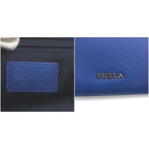 FURLA クラッチバッグ ハンドバッグ レザー 青 ブルー