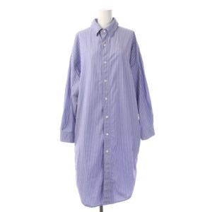 アパルトモン別注 20AW シャツワンピース ストライプ ロング 長袖 ブルー ホワイト